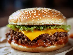  Cheeseburger sloppy joes, homemade Big Mac joes, easy Big Mac sandwich, sloppy joe burger