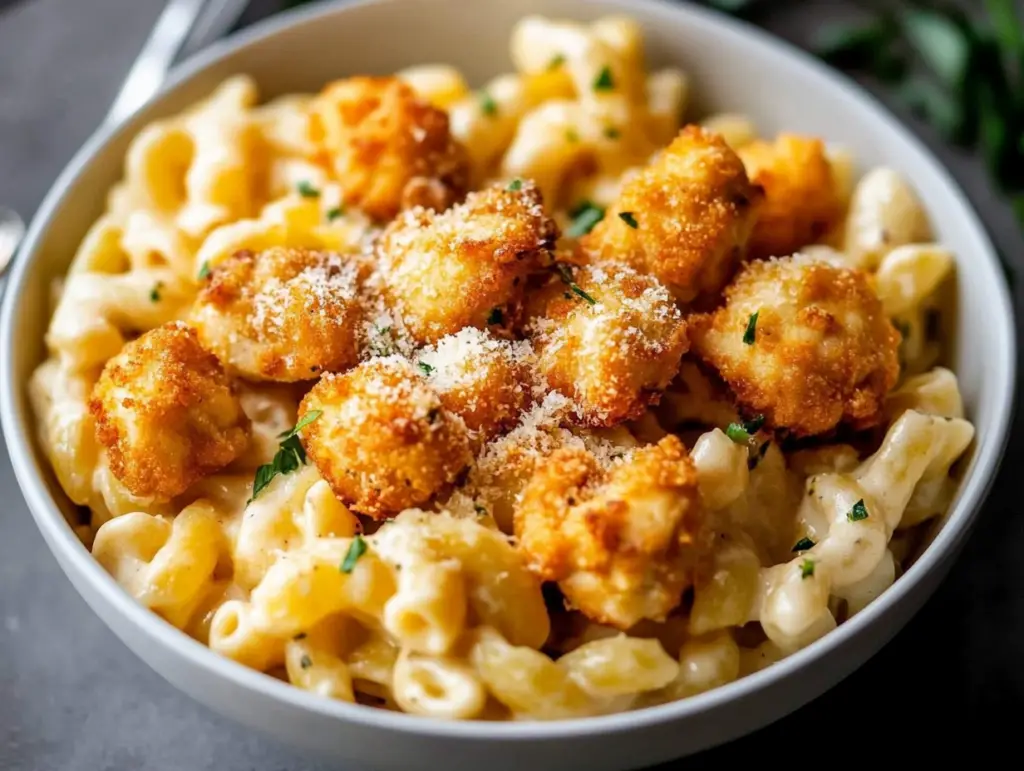 Garlic Butter Chicken Bites with Creamy Parmesan Pasta