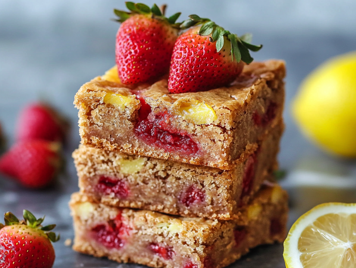 Strawberry Lemon Blondies