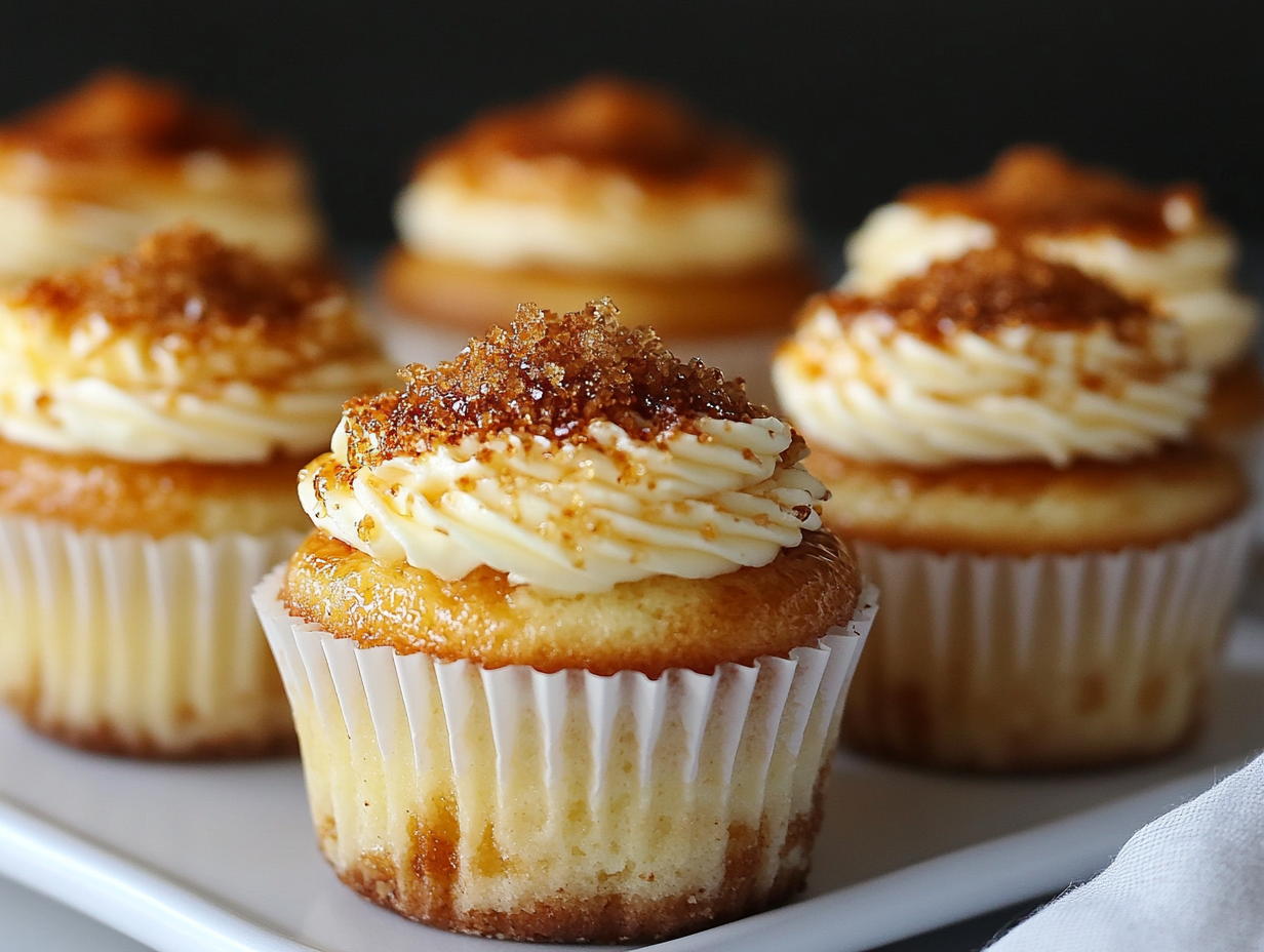 Vanilla Bean Crème Brûlée Cheesecake Cupcakes