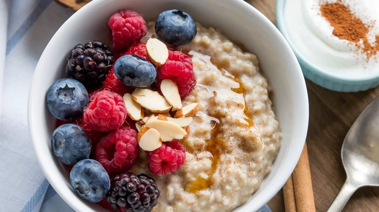 Healthy breakfast options including smoothies, eggs, and oatmeal bowls for a nutritious start to the day.