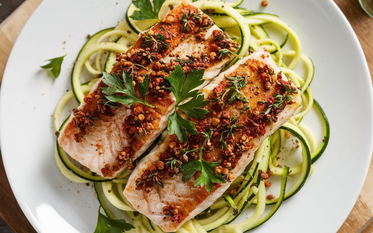 Blackened Tilapia with Zucchini Noodles