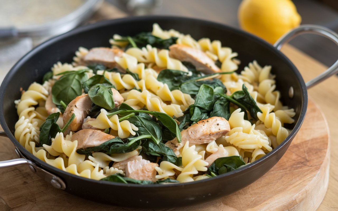 Chicken & Spinach Skillet Pasta with Lemon