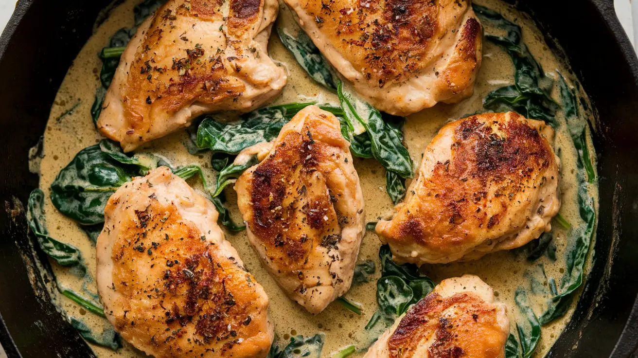 Creamy Garlic Skillet Chicken with Spinach