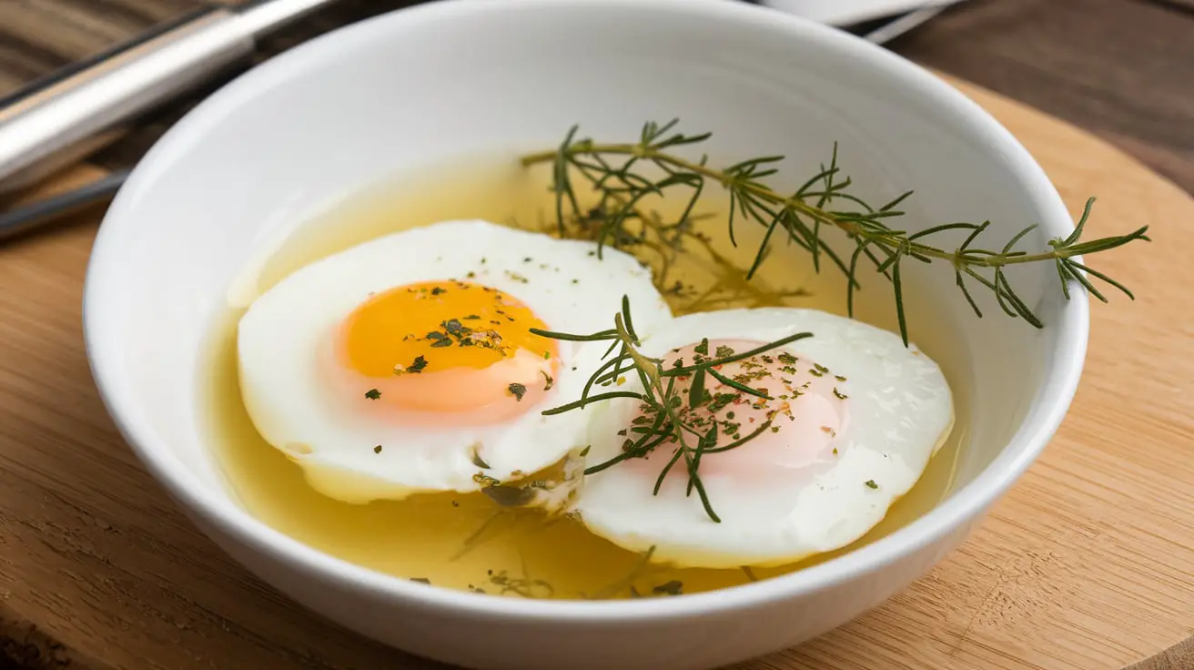 Microwave poached eggs cooked perfectly with a soft yolk and firm whites, served for breakfast or brunch