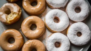 "Golden homemade Krispy Kreme doughnuts with a shiny glaze, placed on a cooling rack for a perfect homemade treat."

