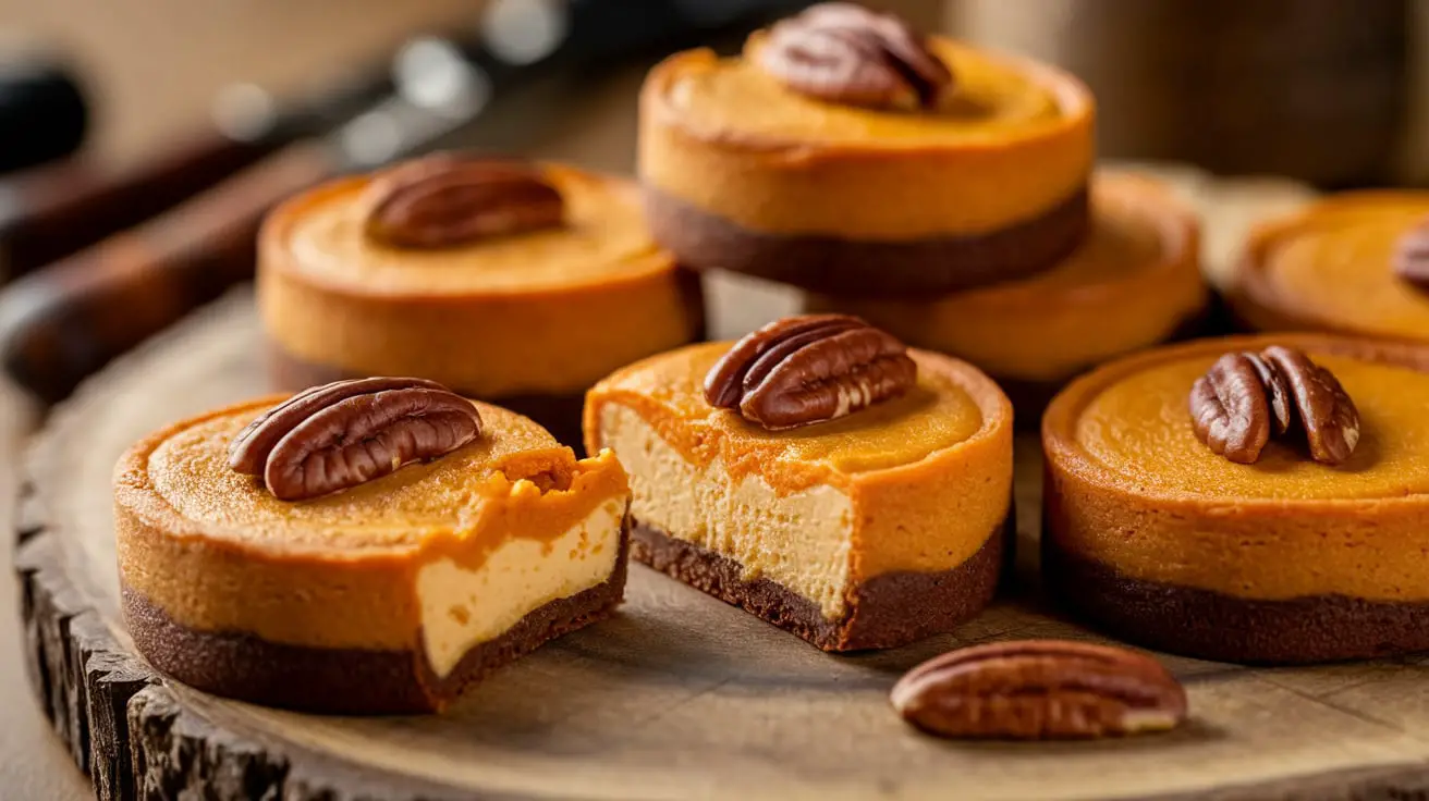 Close-up of golden-brown sweet potato cheesecake cookies with creamy centers on a baking tray.