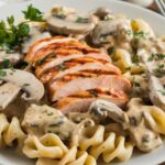 Creamy Italian chicken pasta with tender chicken, creamy sauce, and fettuccine pasta served in a bowl