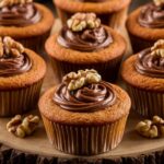 Nutella swirl banana muffins fresh out of the oven with a rich chocolate-hazelnut swirl on top.