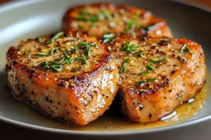 Slow Cooker Ranch Pork Chops served with creamy sauce and vegetables in a slow cooker