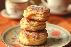 Apple pie biscuits with flaky layers and sweet apple filling