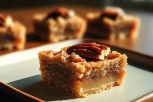 Lazy Girl Pecan Pie Bars with a golden, buttery crust and a rich pecan filling.