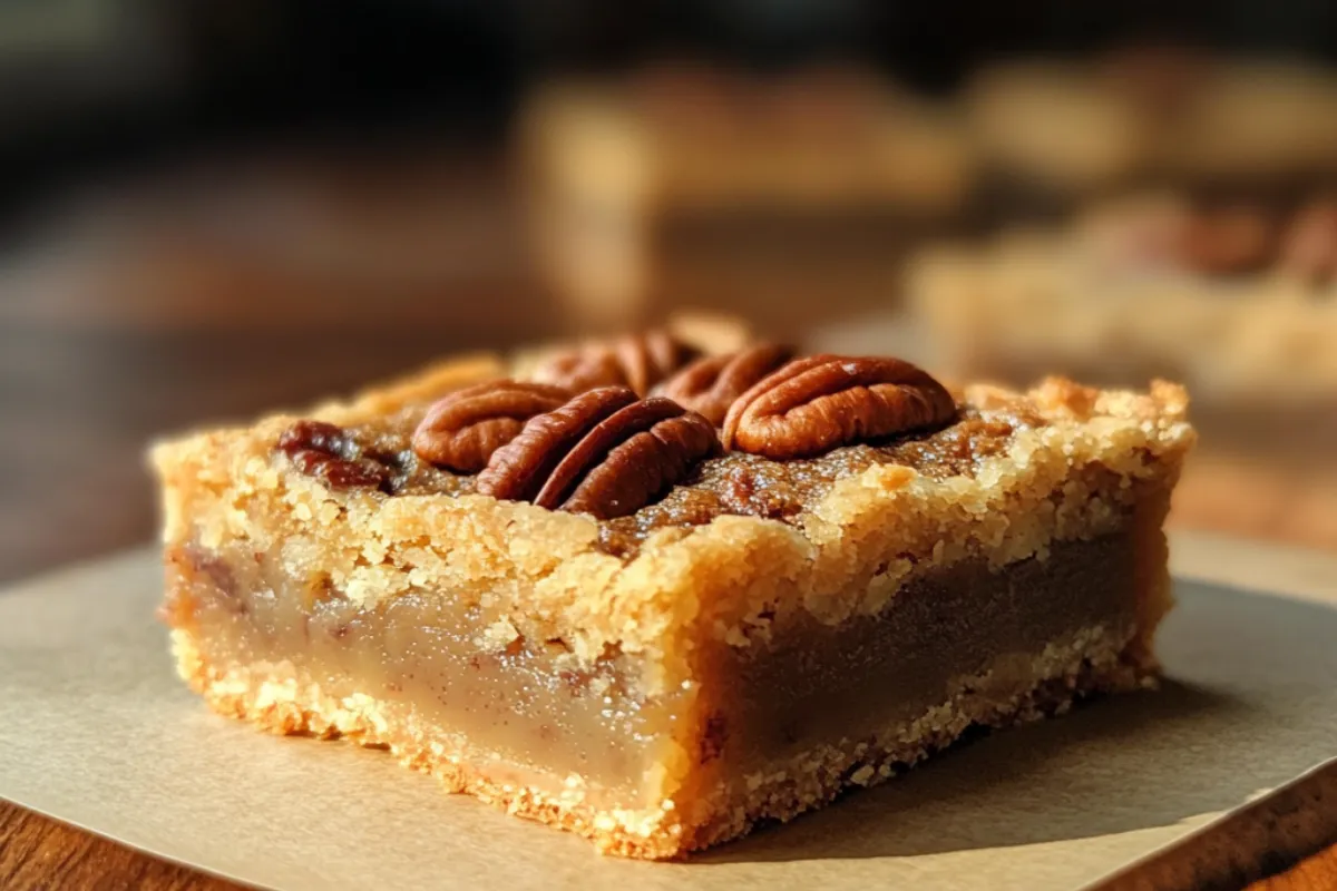 Lazy Girl Pecan Pie Bars with a golden, buttery crust and a rich pecan filling.