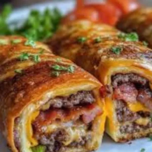 Garlic Butter Bacon Cheeseburger Rollups – Easy Cheesy Snack