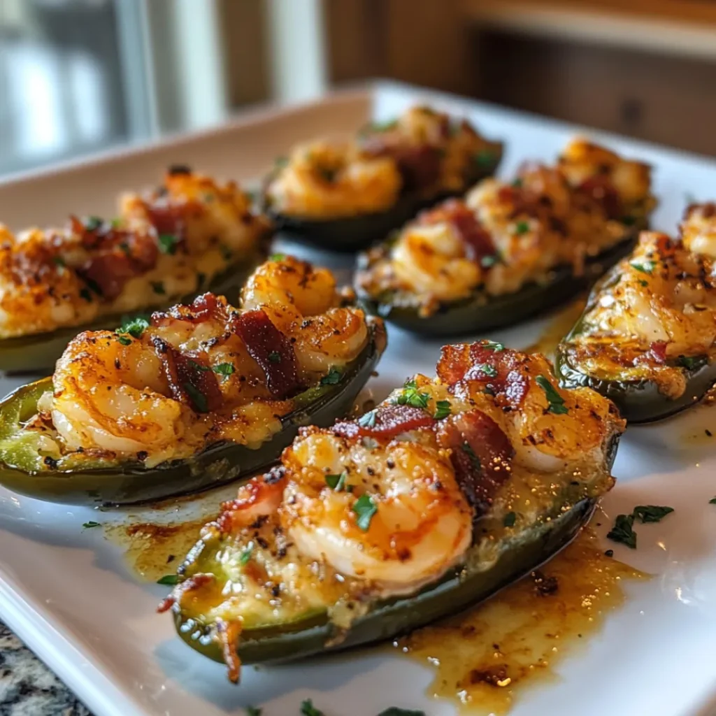 Honey Garlic Shrimp & Bacon Stuffed Jalapeño Poppers – Sweet, Spicy & Smoky Appetizer