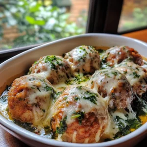 Spinach Garlic Meatballs Stuffed with Mozzarella – Easy & Cheesy Dinner Recipe