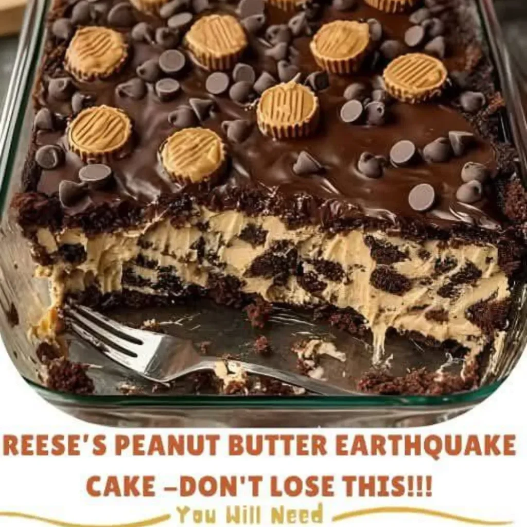 Reese’s Peanut Butter Earthquake Cake – Gooey Chocolate & Cream Cheese Dessert