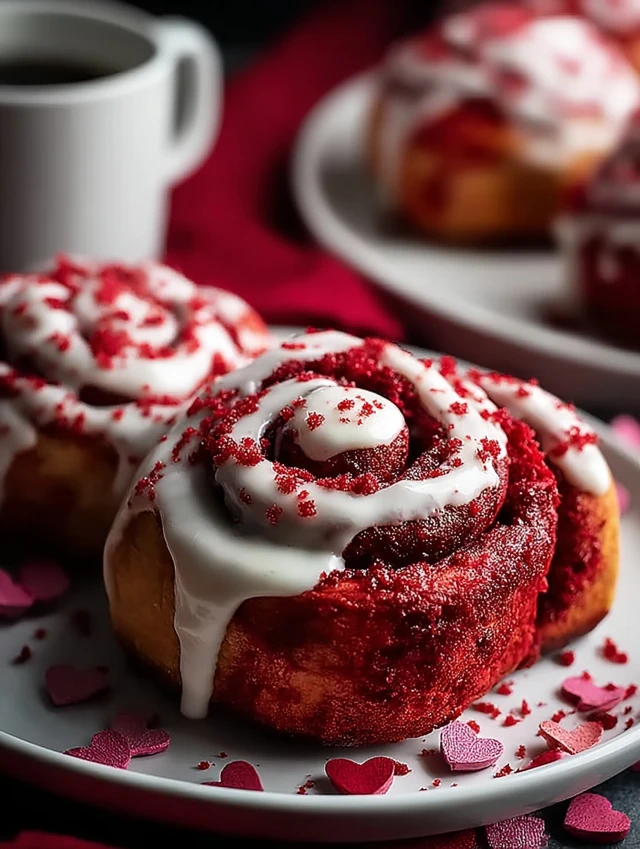 Red Velvet Valentine’s Day Cinnamon Rolls
