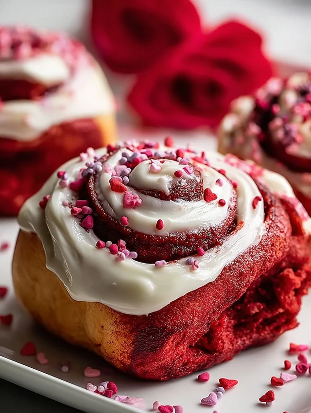 Red Velvet Valentine’s Day Cinnamon Rolls