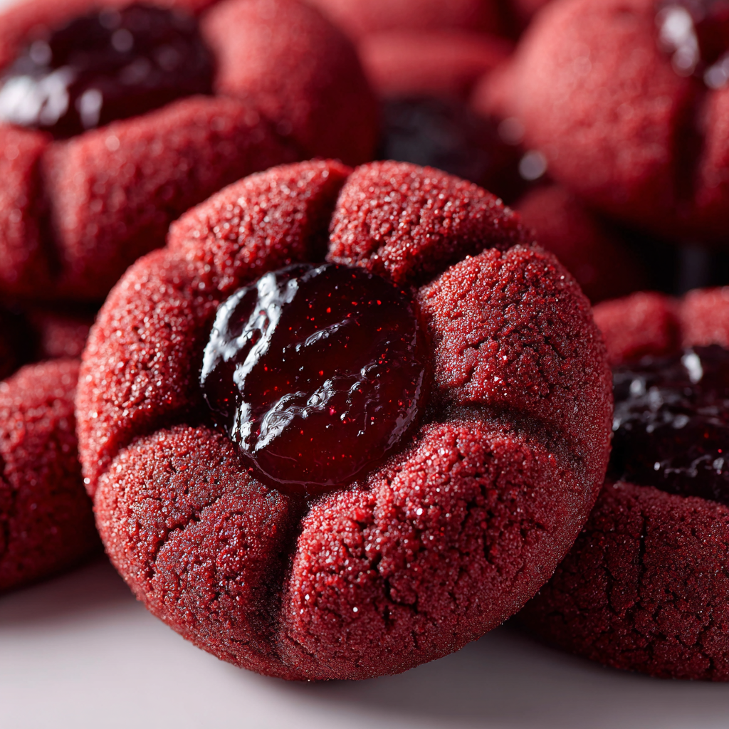 Delectable Red Velvet Thumbprint Cookies