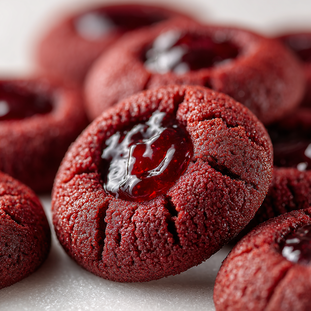 Delectable Red Velvet Thumbprint Cookies
