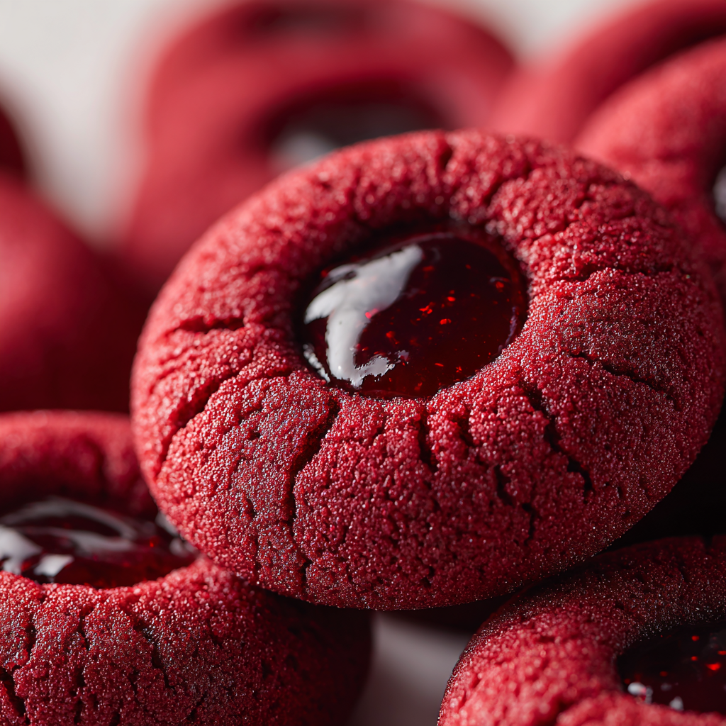 Delectable Red Velvet Thumbprint Cookies