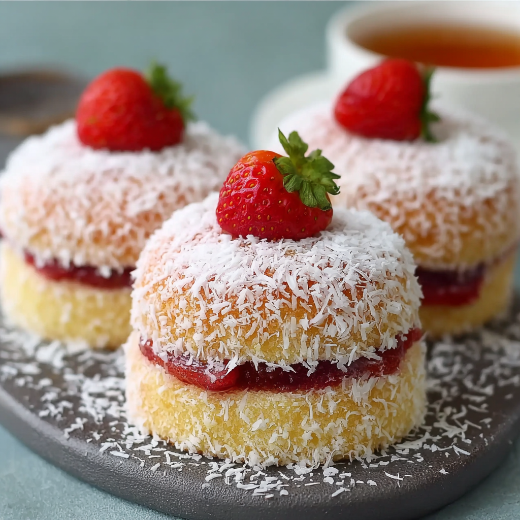 Strawberry Coconut Sponge Cakes