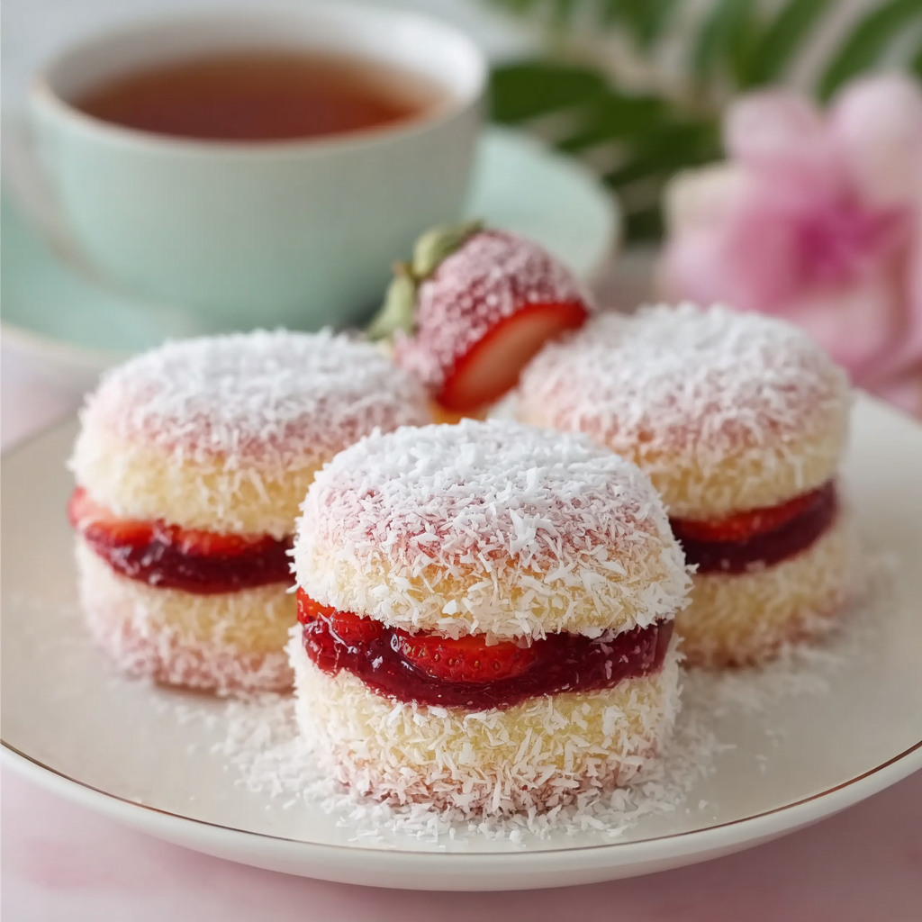 Strawberry Coconut Sponge Cakes