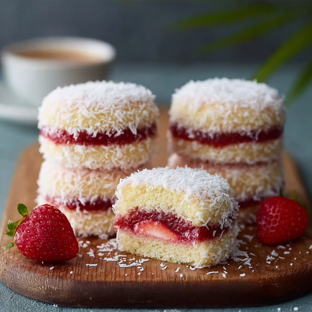 Strawberry Coconut Sponge Cakes