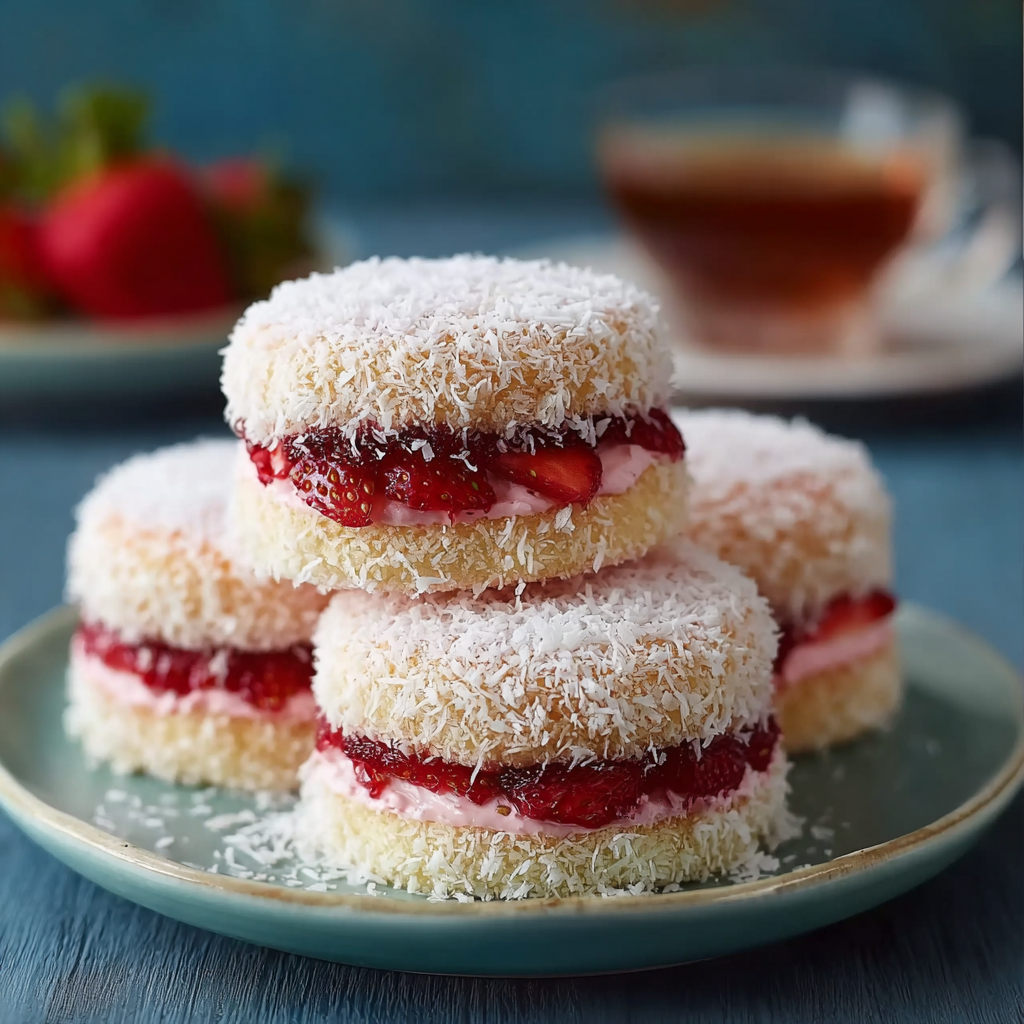 Strawberry Coconut Sponge Cakes