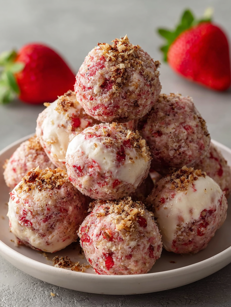Strawberry Cheesecake Protein Balls : No-Bake, Low-Carb Snack