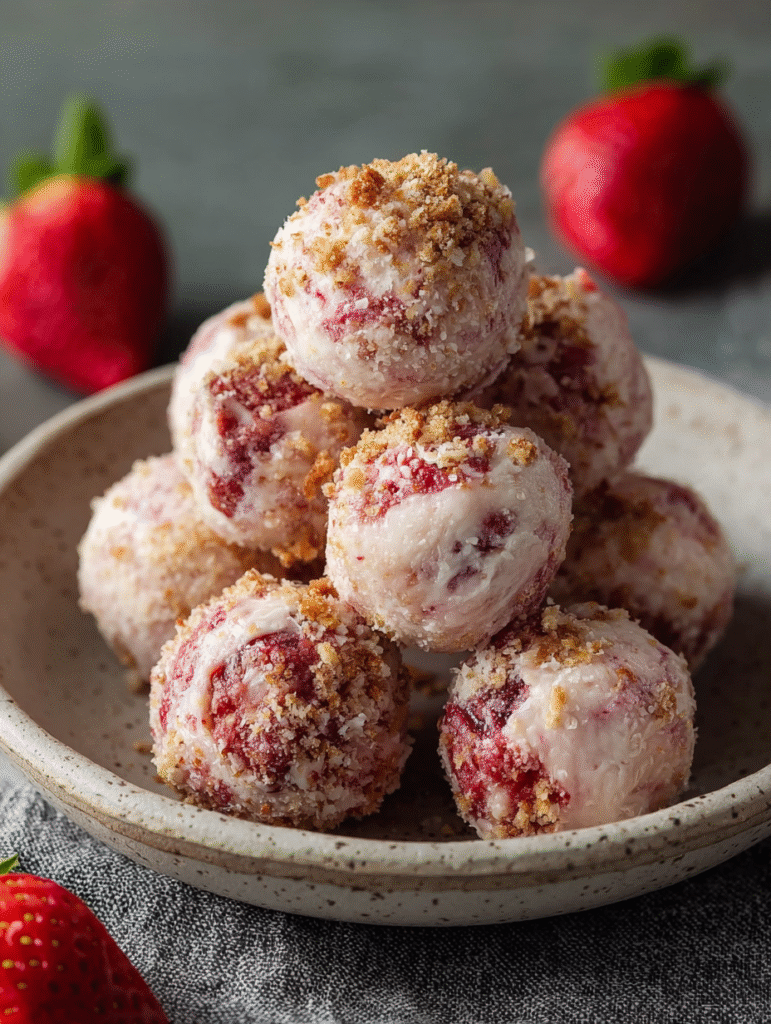 Strawberry Cheesecake Protein Balls : No-Bake, Low-Carb Snack