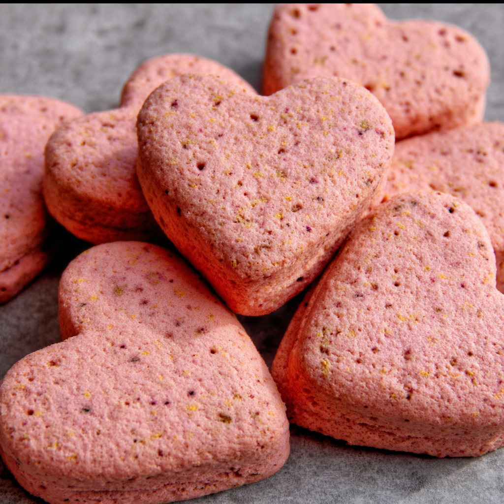 Strawberry Yogurt Heart Biscuits for Dogs