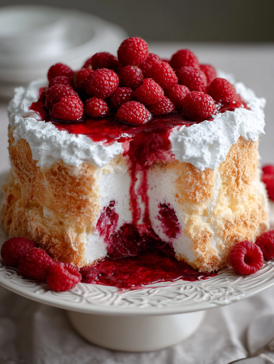 Raspberry Angel Food Cake