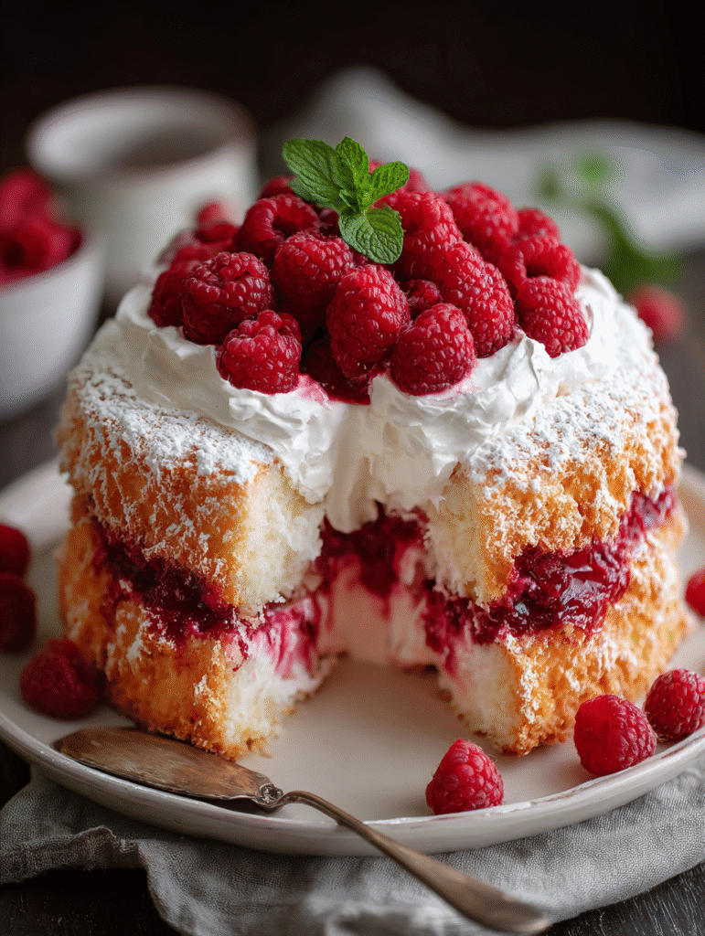 Raspberry Angel Food Cake